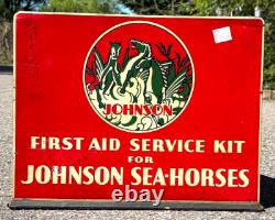 Vintage Early Johnson Sea Horse Outboard Boat Parts Cabinet Sign oil/ gas Marine