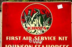 Vintage Early Johnson Sea Horse Outboard Boat Parts Cabinet Sign oil/ gas Marine