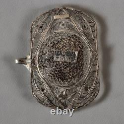 Vintage Egyptian 800 Silver Filigree Pendant Pyramid & Felucca Sailboat Scene