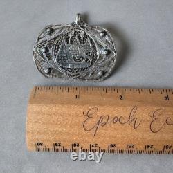 Vintage Egyptian 800 Silver Filigree Pendant Pyramid & Felucca Sailboat Scene