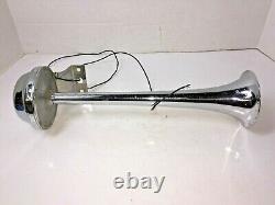 Vintage Electric Chrome Air Horn Trumpet Bell Truck Car Boat Used Parts 12-1/2