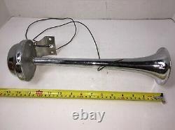 Vintage Electric Chrome Air Horn Trumpet Bell Truck Car Boat Used Parts 12-1/2