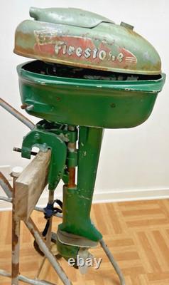 Vintage FIRESTONE OUTBOARD BOAT MOTOR Parts Repair gas 50s man cave cabin decor