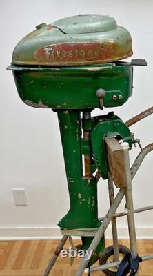 Vintage FIRESTONE OUTBOARD BOAT MOTOR Parts Repair gas 50s man cave cabin decor