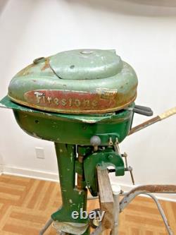 Vintage FIRESTONE OUTBOARD BOAT MOTOR Parts Repair gas 50s man cave cabin decor