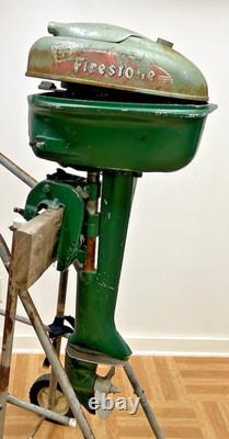 Vintage FIRESTONE OUTBOARD BOAT MOTOR Parts Repair gas 50s man cave cabin decor