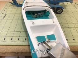 Vintage Fleet Line plastic boat & tin Evinrude outboard for parts or restore