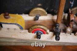 Vintage Folk Art Wooden Model Pirate Ship wood sail boat canons 58 Parts Repair