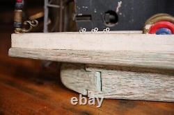Vintage Folk Art Wooden Model Pirate Ship wood sail boat canons 58 Parts Repair