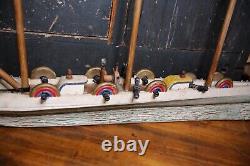 Vintage Folk Art Wooden Model Pirate Ship wood sail boat canons 58 Parts Repair