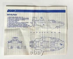 Vintage GI Joe Devilfish Boat Complete with Blueprints Sticker Sheet 1986 Hasbro