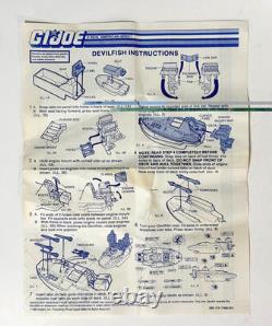Vintage GI Joe Devilfish Boat Complete with Blueprints Sticker Sheet 1986 Hasbro