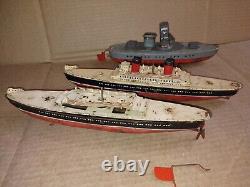 Vintage German Tin Windup Boats Lot For Parts/Restore