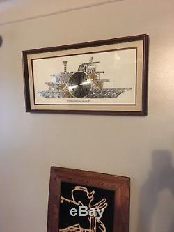 Vintage Girard Watch Parts Clock Signed by Girard Steampunk Boat WORKS! 33x16