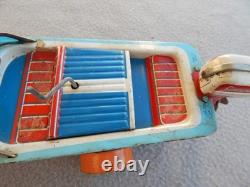 Vintage Haji Tin Friction 1957 Ford & Speed Boat On Trailer Parts Estate Find