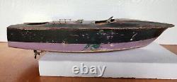 Vintage ITO 18 Sea Eagle battery operated wooden speed boat for restore/parts