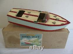 Vintage ITO Japan Battery Operated Wooden Chris Craft Boat with Box Parts Restore