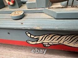 Vintage ITO Style White Tiger Byakko Toy Boat Japan 25 Non Working For Parts