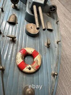 Vintage ITO Style White Tiger Byakko Toy Boat Japan 25 Non Working For Parts