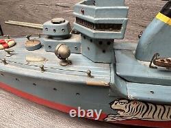 Vintage ITO Style White Tiger Byakko Toy Boat Japan 25 Non Working For Parts