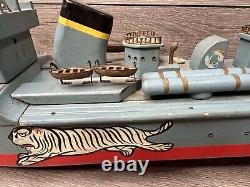 Vintage ITO Style White Tiger Byakko Toy Boat Japan 25 Non Working For Parts