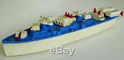 Vintage Ideal Action U. S. Destroyer Plastic Boat With Moving Parts & Partial Box