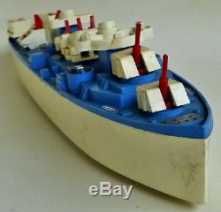 Vintage Ideal Action U. S. Destroyer Plastic Boat With Moving Parts & Partial Box