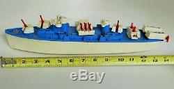 Vintage Ideal Action U. S. Destroyer Plastic Boat With Moving Parts & Partial Box