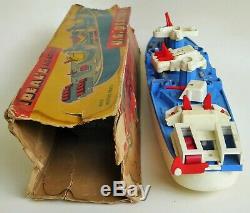 Vintage Ideal Action U. S. Destroyer Plastic Boat With Moving Parts & Partial Box