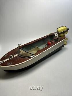 Vintage Japan Langcraft Wooden Battery Powered Yellow Motor Boat- PARTS REPAIR