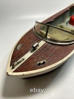 Vintage Japan Langcraft Wooden Battery Powered Yellow Motor Boat- PARTS REPAIR