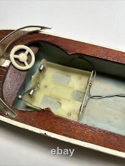 Vintage Japan Langcraft Wooden Battery Powered Yellow Motor Boat- PARTS REPAIR