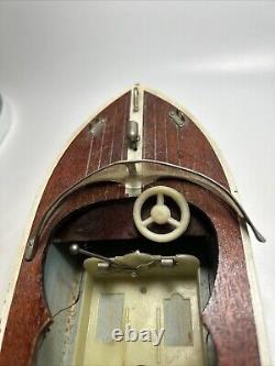 Vintage Japan Langcraft Wooden Battery Powered Yellow Motor Boat- PARTS REPAIR