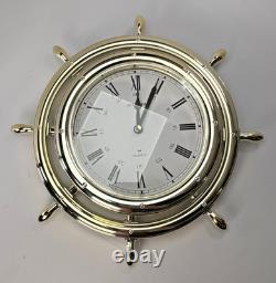 Vintage Japan Ship Steering Wheel Boat Helm Rhythm Quartz Clock Hanging 11.5