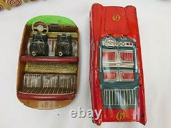 Vintage Japan Tin Litho Toy Lot For Parts Bulls Eye Boat Tank Service Truck