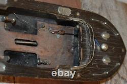 Vintage Japan Tin & Wood Battery Powered Boat For Parts/repair