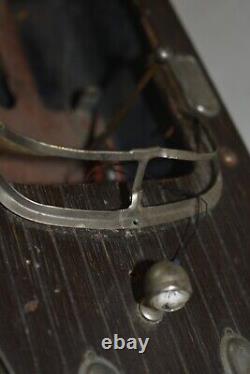 Vintage Japan Tin & Wood Battery Powered Boat For Parts/repair