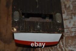 Vintage Japan Tin & Wood Battery Powered Boat For Parts/repair