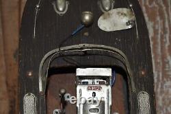 Vintage Japan Tin & Wood Battery Powered Boat For Parts/repair