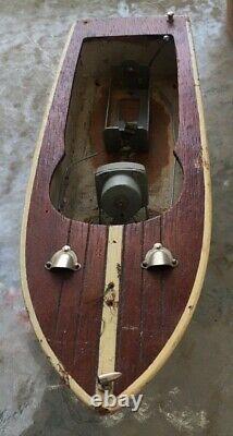 Vintage Japanese Wooden Model Boat For Parts/Restoration 9 1/2 1950's