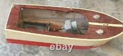 Vintage Japanese Wooden Model Boat For Parts/Restoration 9 1/2 1950's