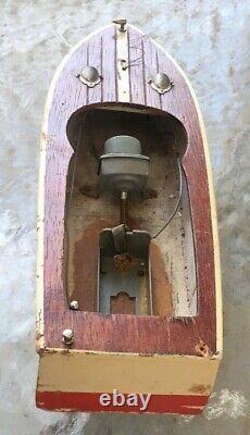 Vintage Japanese Wooden Model Boat For Parts/Restoration 9 1/2 1950's