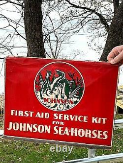 Vintage Johnson Seahorse Boat Motor Parts Display Cabinet Sign outboard oil/ gas