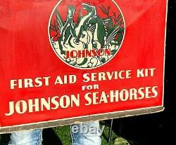 Vintage Johnson Seahorse Boat Motor Parts Display Cabinet Sign outboard oil/ gas