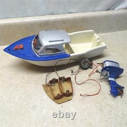 Vintage Knickerbocker Plastic Boat, Outboard Motor, Battery Op. Parts Piece