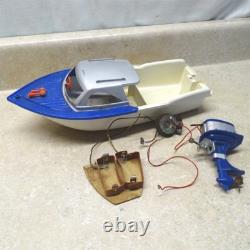 Vintage Knickerbocker Plastic Boat, Outboard Motor, Battery Op. Parts Piece