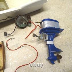 Vintage Knickerbocker Plastic Boat, Outboard Motor, Battery Op. Parts Piece