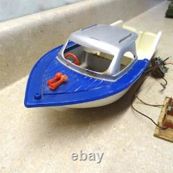 Vintage Knickerbocker Plastic Boat, Outboard Motor, Battery Op. Parts Piece