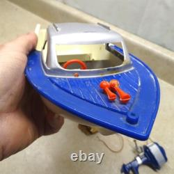 Vintage Knickerbocker Plastic Boat, Outboard Motor, Battery Op. Parts Piece