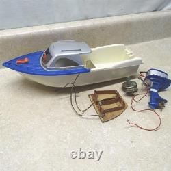 Vintage Knickerbocker Plastic Boat, Outboard Motor, Battery Op. Parts Piece Vintage Knickerbocker Plastic Boat, Outboard Motor, Battery Op. Parts Piece